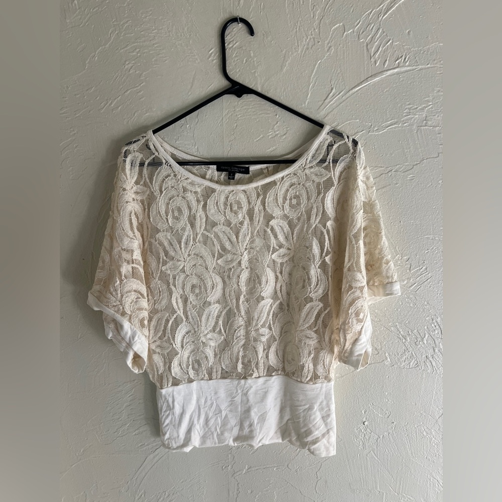 Cream Lace Overlay Top
